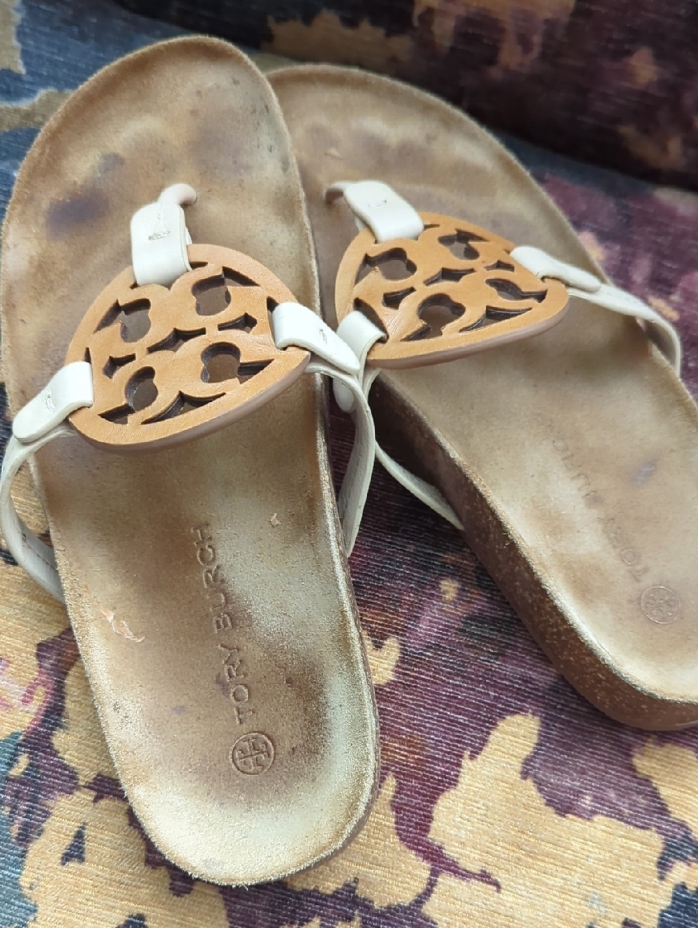 Tory Burch Miller Cloud Leather Sandal with Logo Medallion